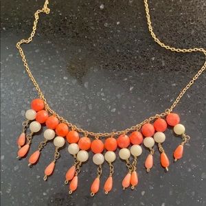 Pink coral and white agate real stone necklace
